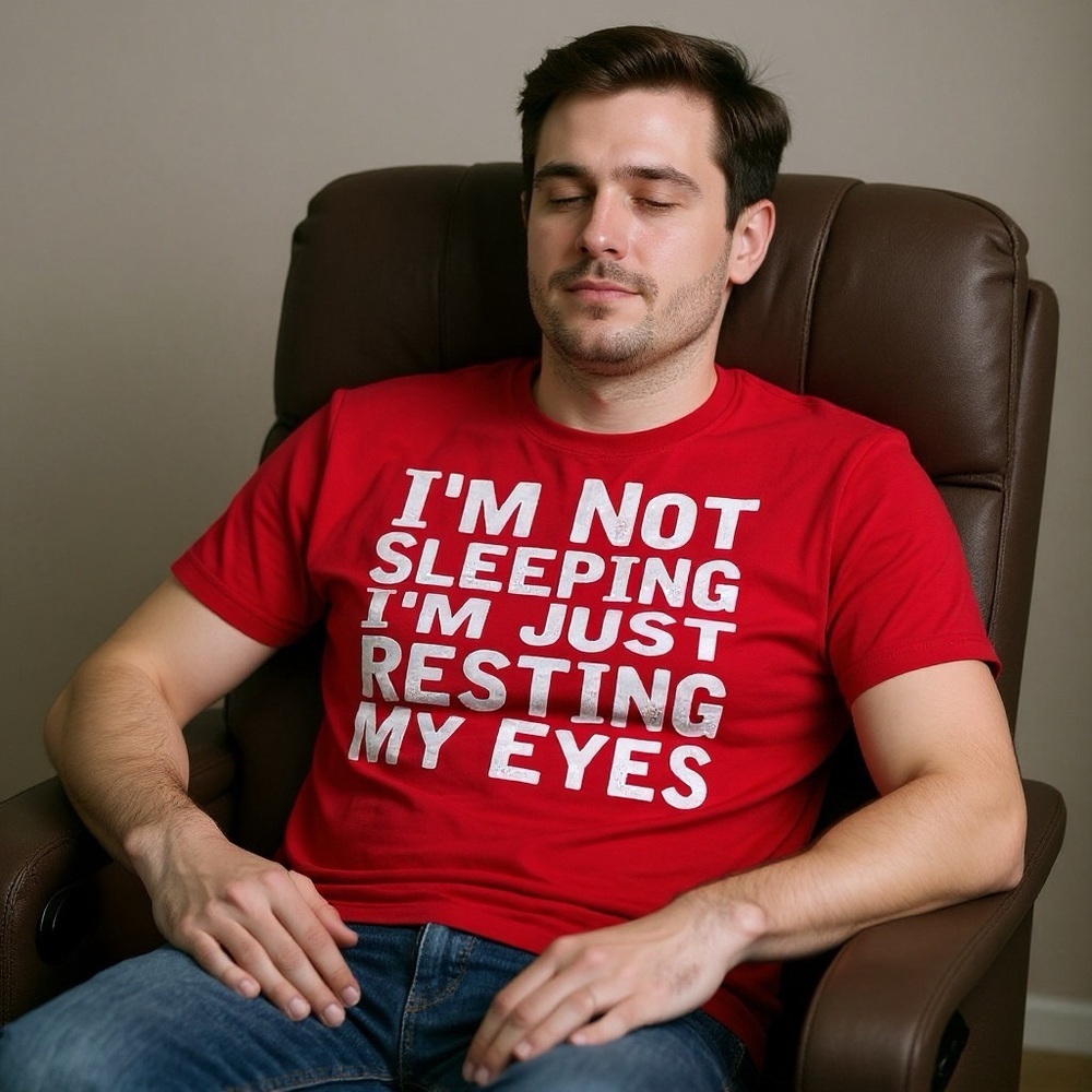 Port & Company “I’m Not Sleeping I’m Just Resting My Eyes” Funny T-Shirt Red Sma